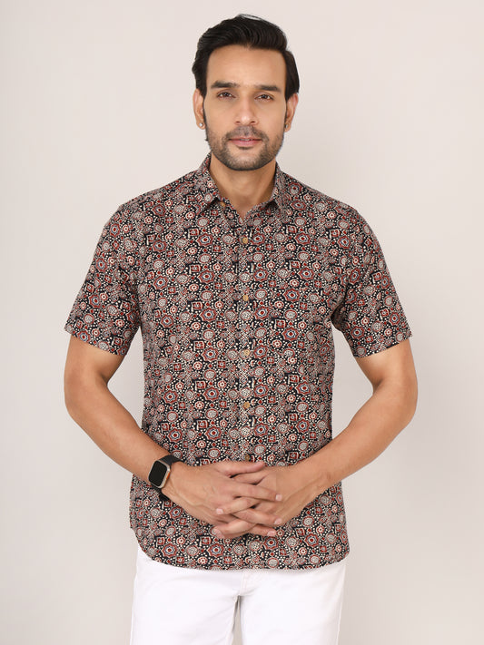 Sanganeri Cotton Azrakh Print Shirt