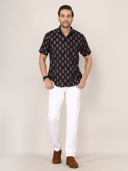 Sanganeri Cotton Pankhi Print Shirt