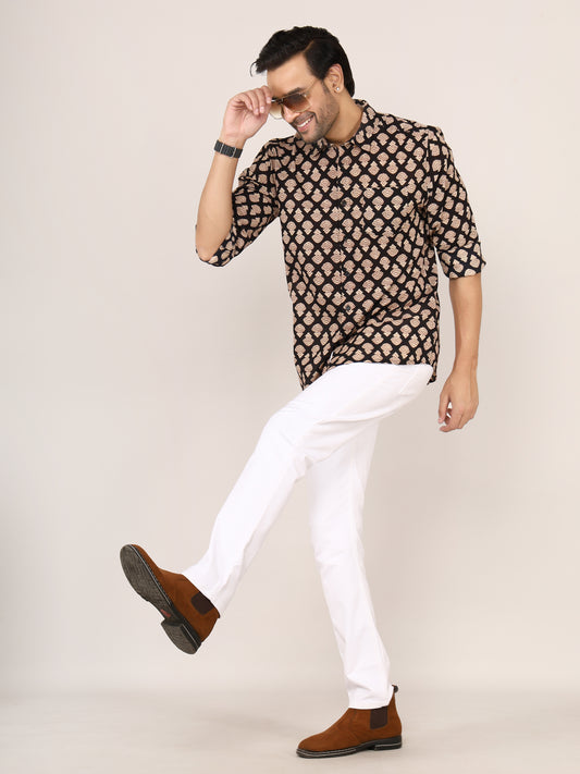 Sanganeri Cotton Shell Print Shirt