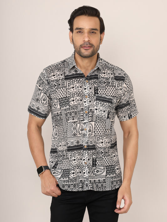 Sanganeri Cotton Graphic Print Shirt