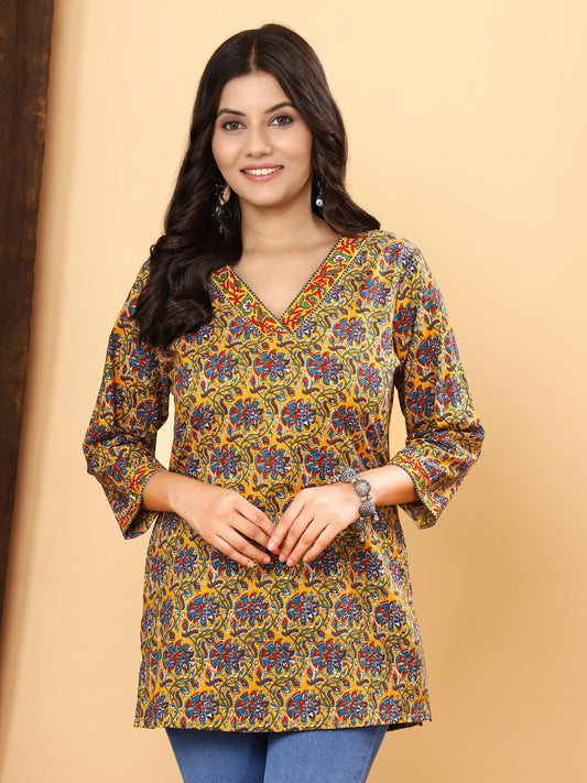 Sanganeri Kalamkari Print Cotton Top