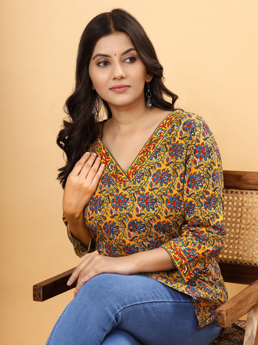 Sanganeri Kalamkari Print Cotton Top