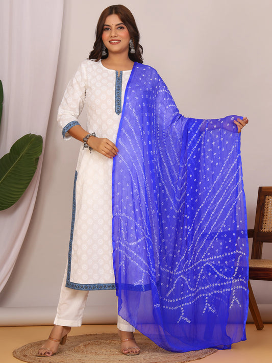 Royal Blue Nazmin Chiffon Hand Tied Bhandej Dupatta (2.5 Meter)