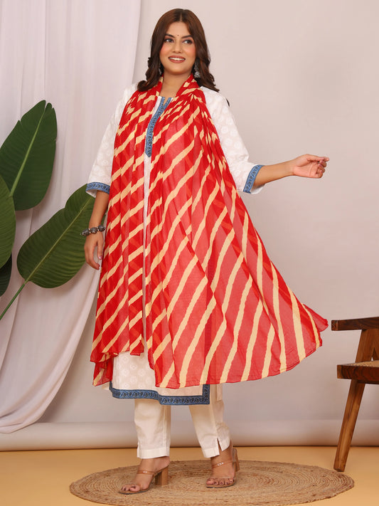 Mehroon Beige Nazmin Chiffon Hand Tied Leheriya Dupatta (2.5 Meter)