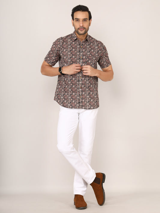 Sanganeri Cotton Azrakh Print Shirt