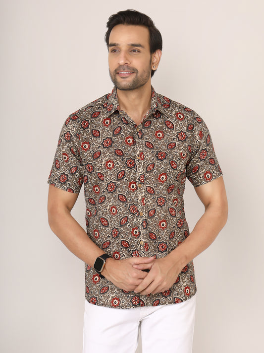 Sanganeri Cotton Azrakh Print Shirt